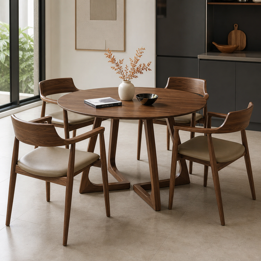 Thane - Wooden Top Dining Table, clearly different end-on dining-room view