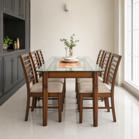 Theo - Wooden Top Dining Table, clearly different end-on dining-room view