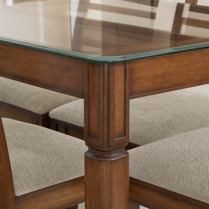Theo - Wooden Top Dining Table, close tabletop and construction detail