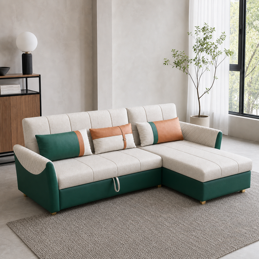 Theon - Sofa bed, fully closed sofa view in the identical living room