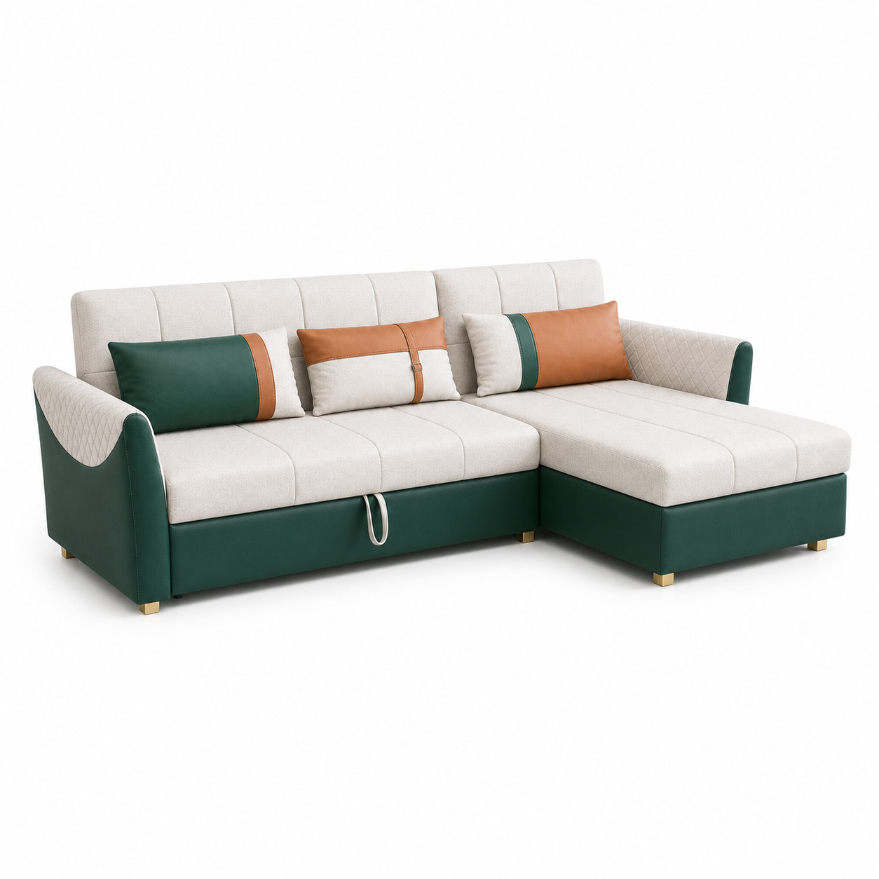 Theon - Sofa bed, fully closed studio view on a pure-white background