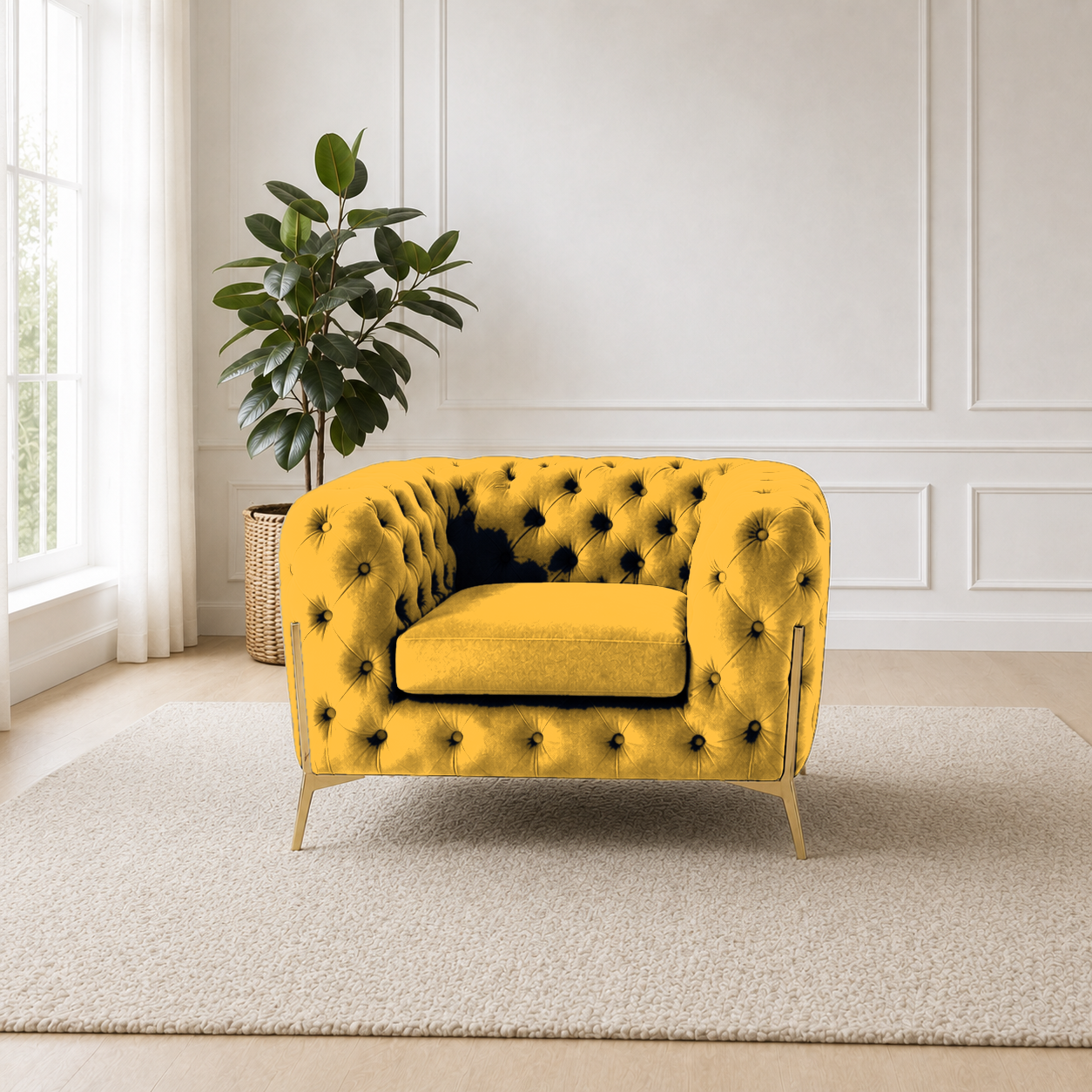 Thrive 3+2+1 Sofa Set, 1 seater, yellow, room view
