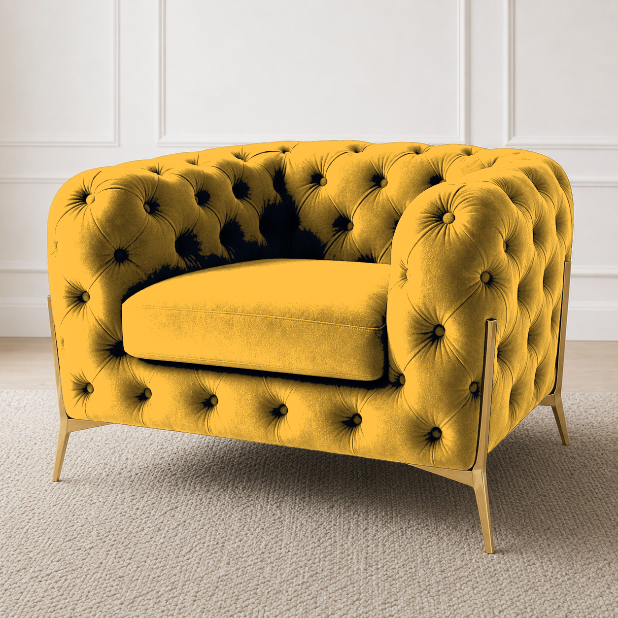 Thrive 3+2+1 Sofa Set, 1 seater, yellow, detail view