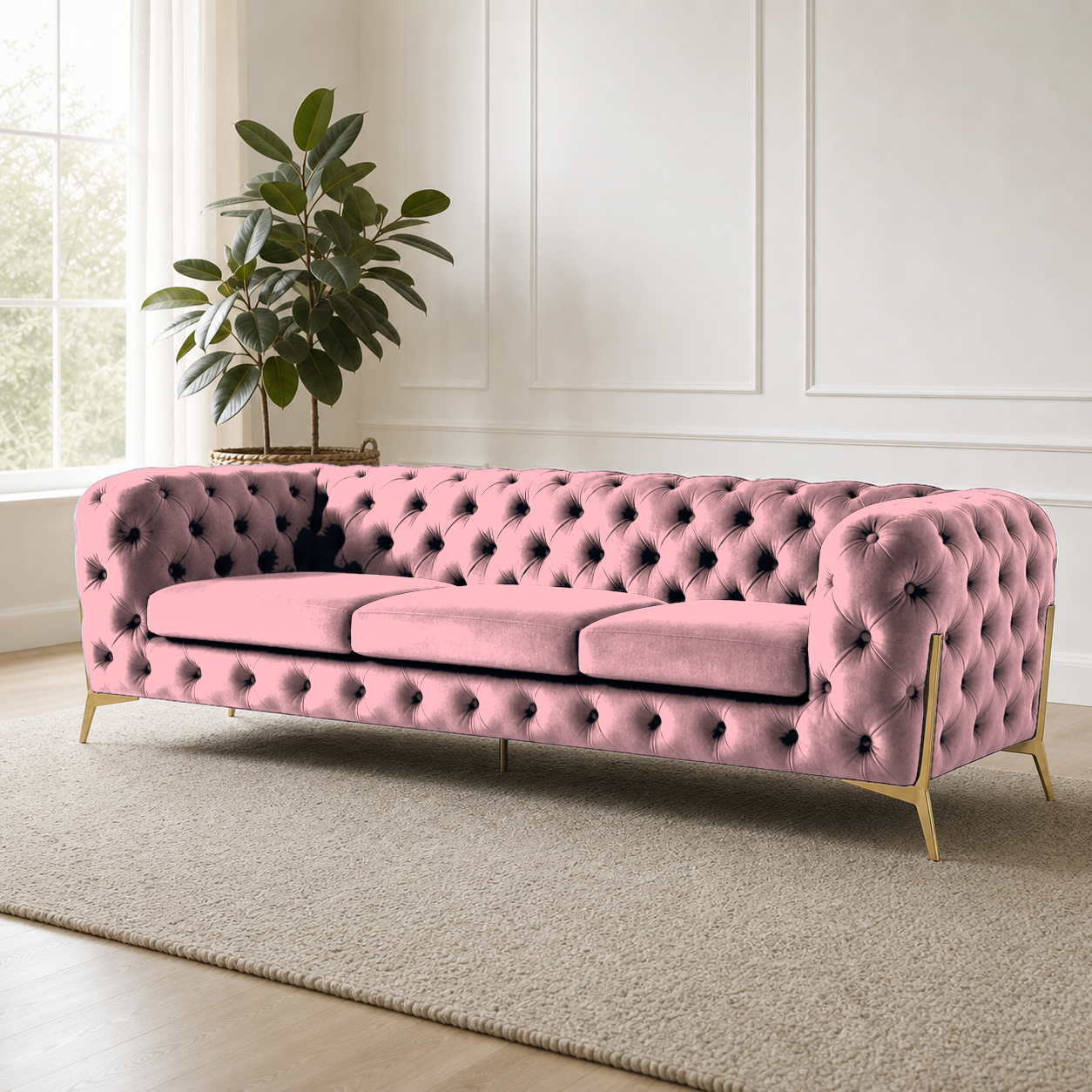 Thrive 3+2+1 Sofa Set, 3 seater, pink, room view