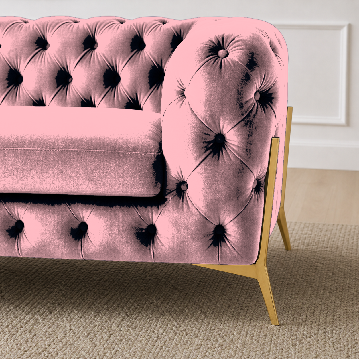 Thrive 3+2+1 Sofa Set, 3 seater, pink, detail view
