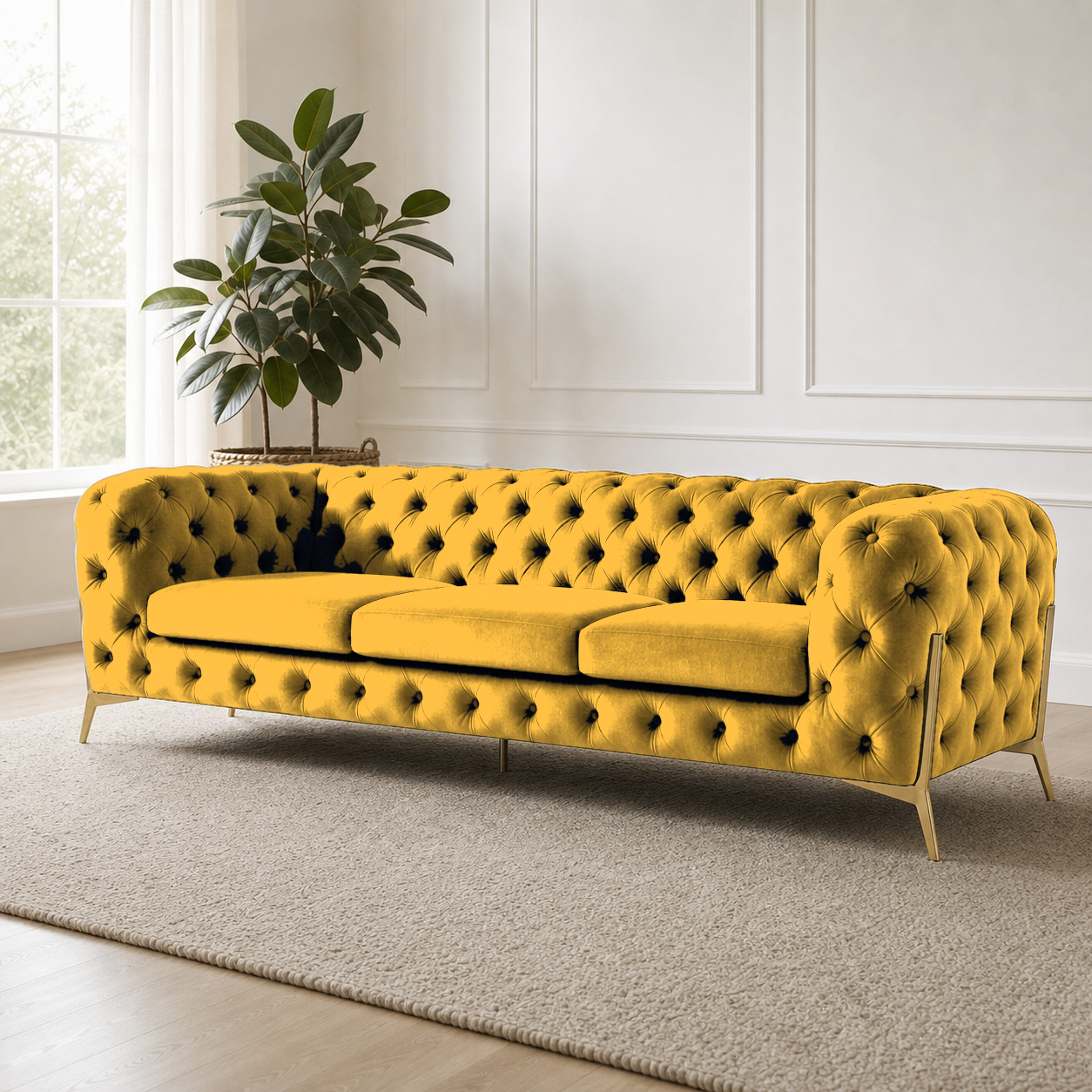 Thrive 3+2+1 Sofa Set, 3 seater, yellow, room view