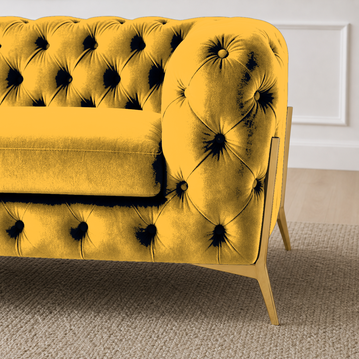 Thrive 3+2+1 Sofa Set, 3 seater, yellow, detail view