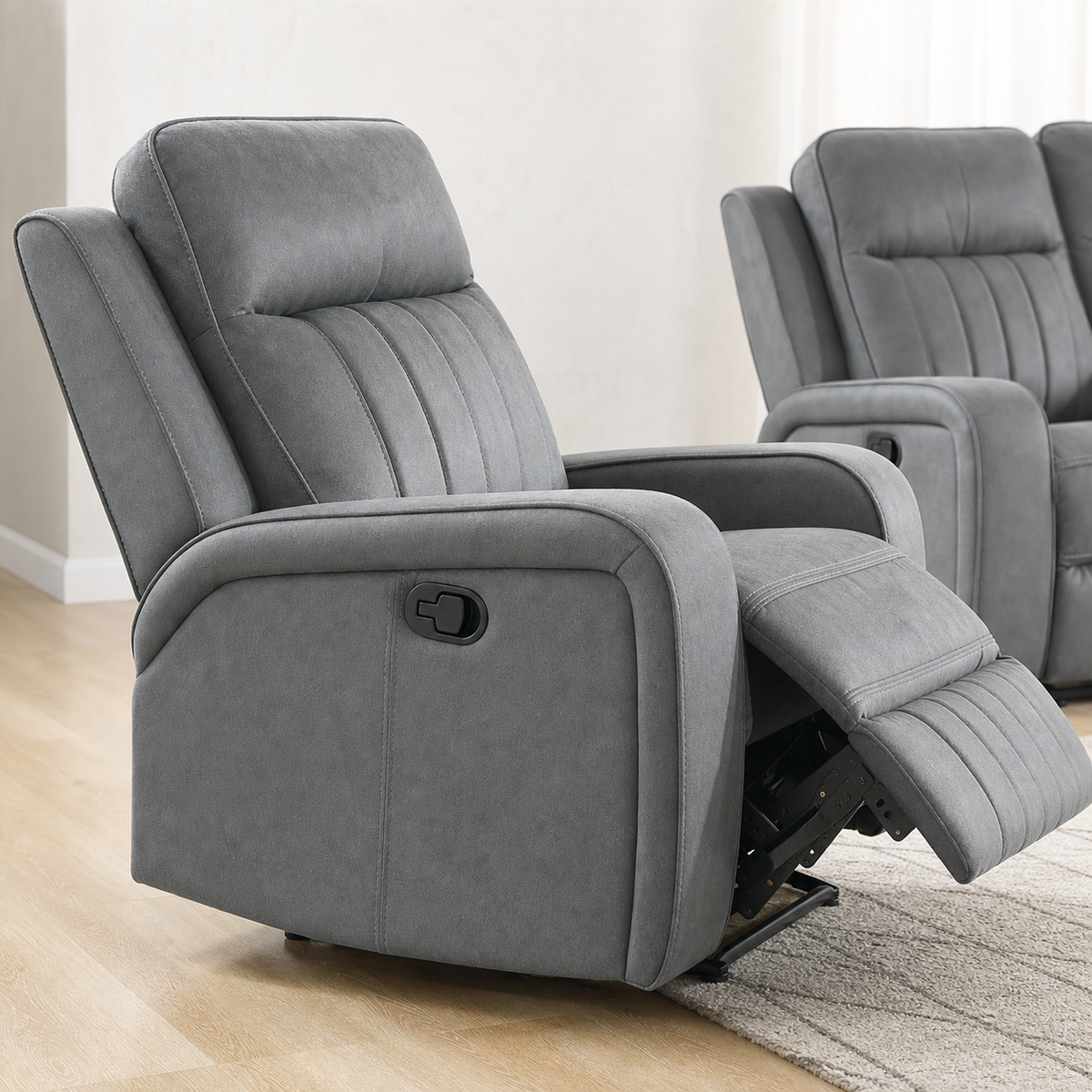 Tide Recliner upholstery and reclining detail