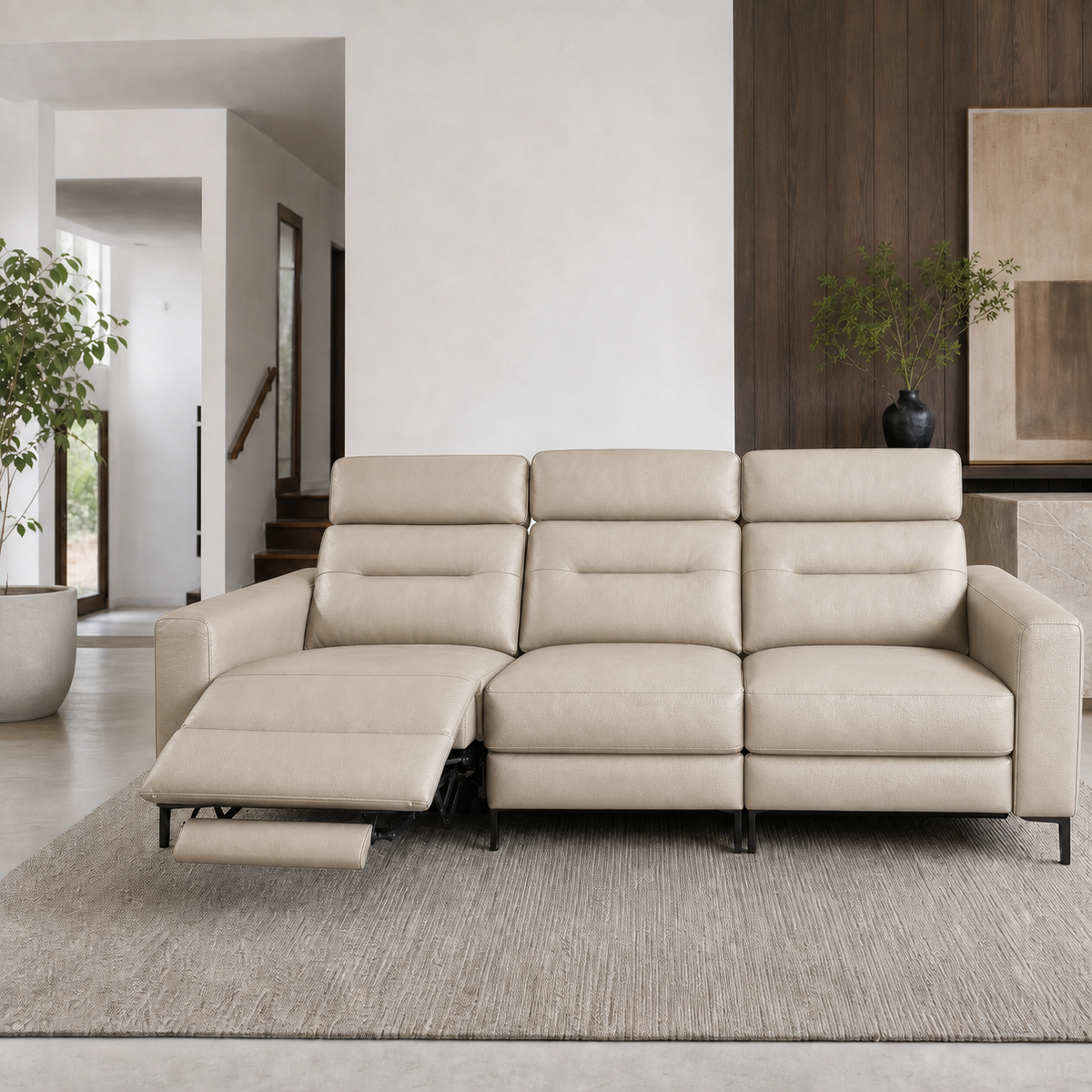 Timber Recliner 3 seater beige 01 main