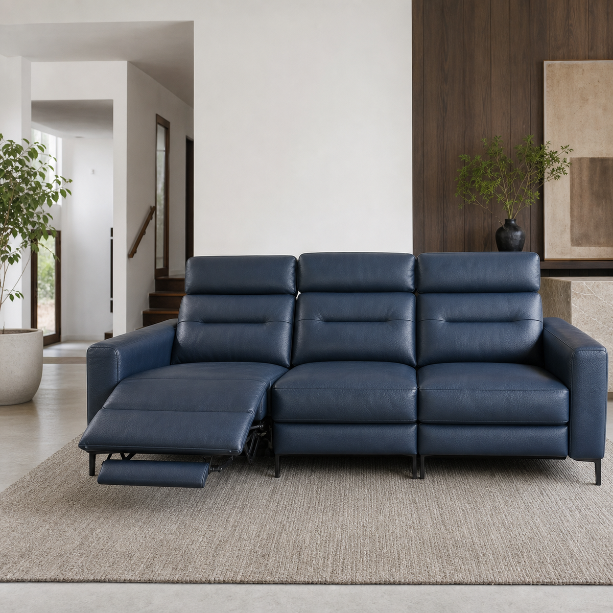 Timber Recliner 3 seater blue 01 main