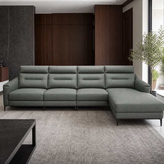 Timber Recliner complete configuration in an editorial living room