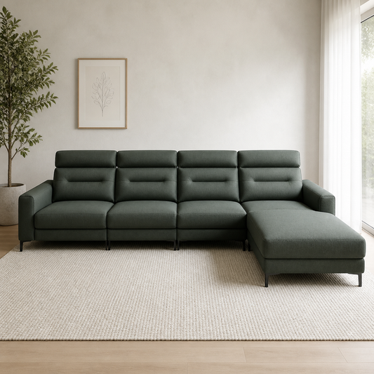 Timber Recliner complete configuration in an editorial living room