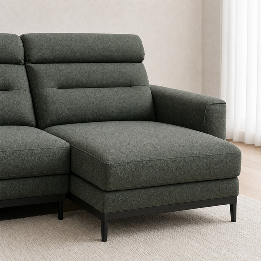 Timber Recliner upholstery and reclining detail