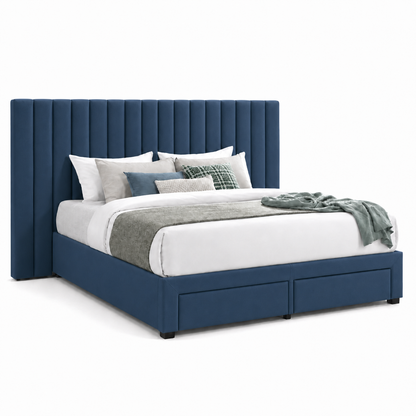 Timo - Bed Blue plain white background view