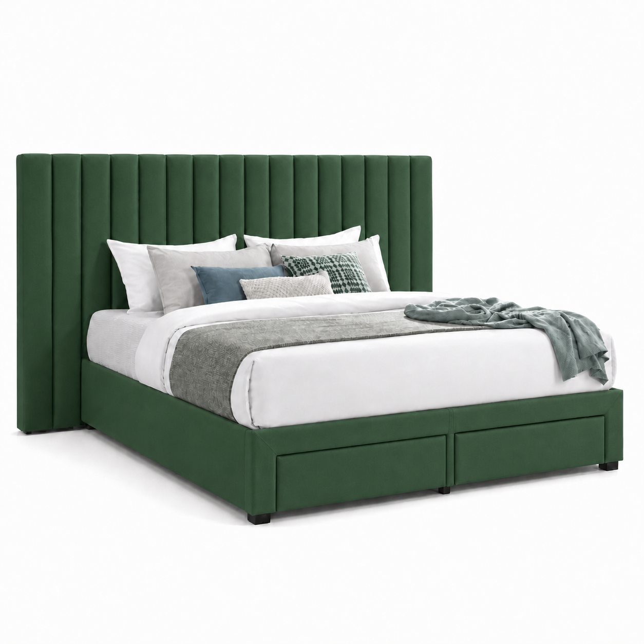 Timo - Bed Green plain white background view