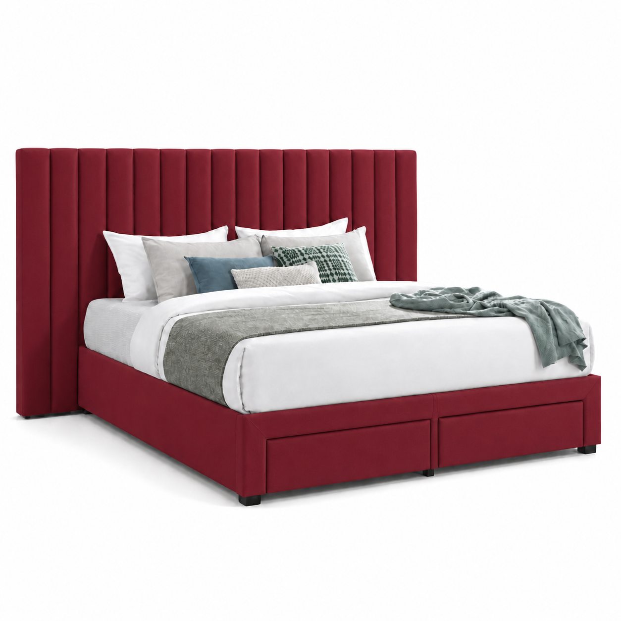 Timo - Bed Red plain white background view