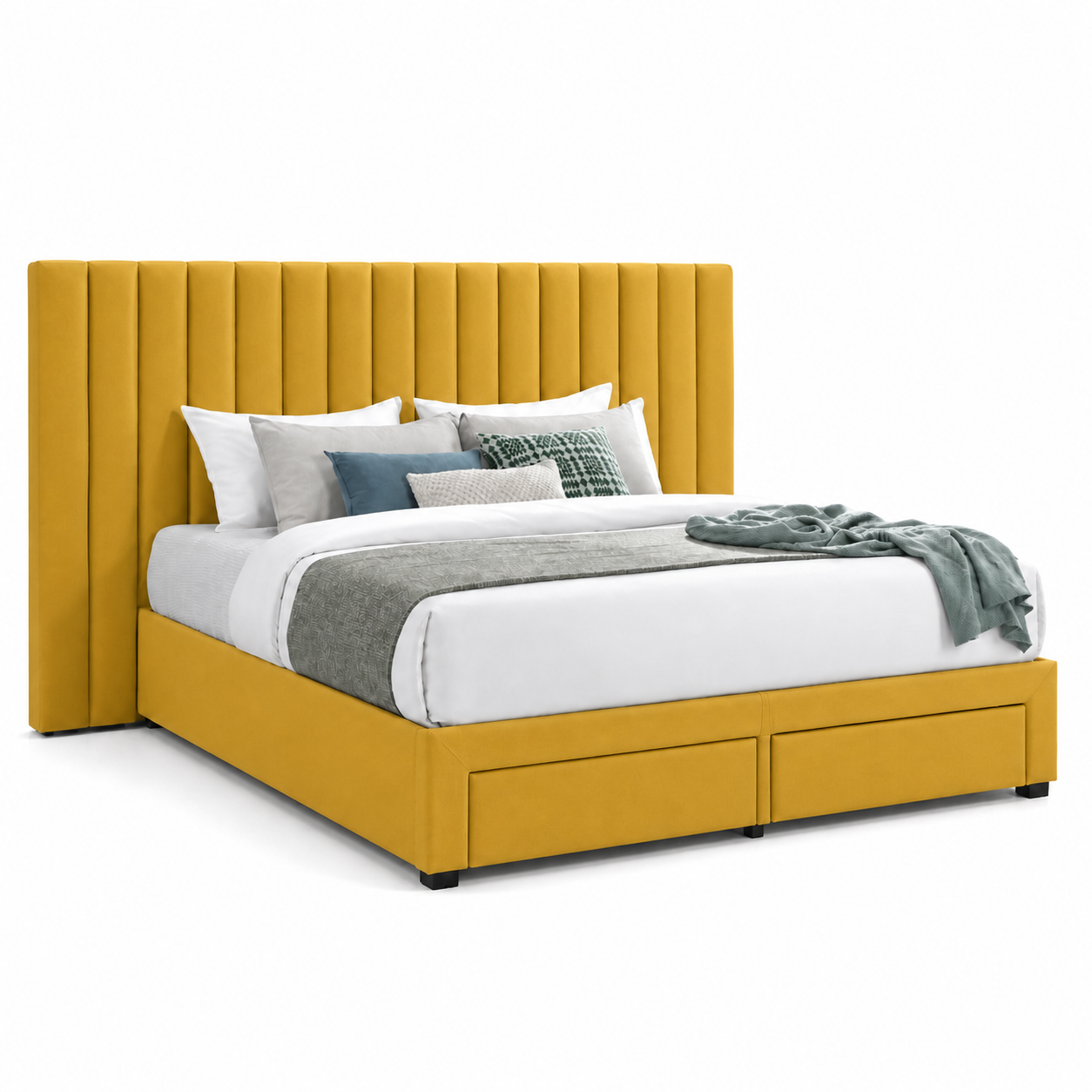 Timo - Bed Yellow plain white background view