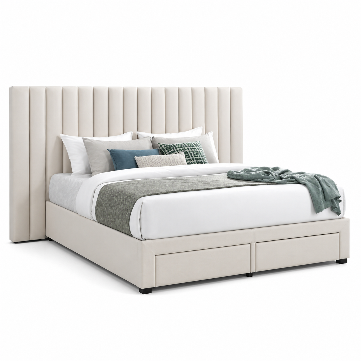 Timo - Bed, complete front three-quarter studio bed view
