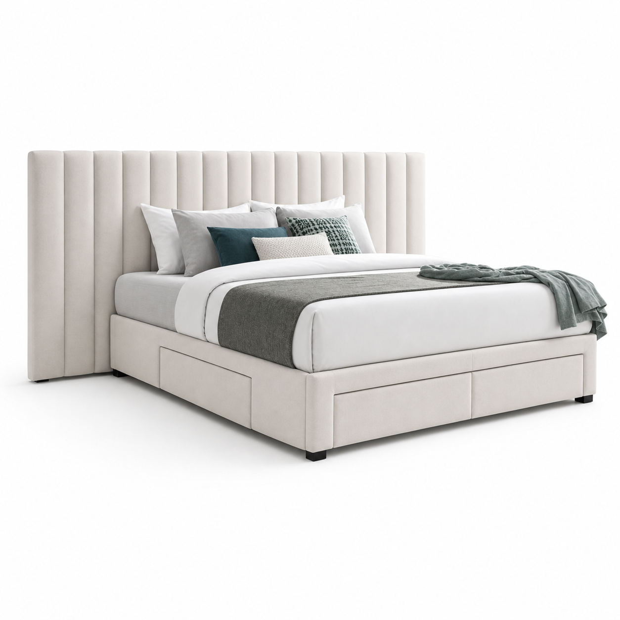 Timo - Bed, complete long-side studio bed view