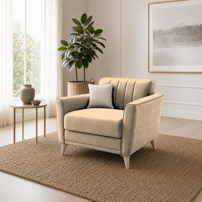 Treat 3+2+1 Sofa Set, 1 seater, beige, room view