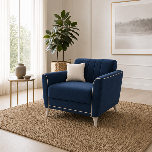 Treat 3+2+1 Sofa Set, 1 seater, blue, room view