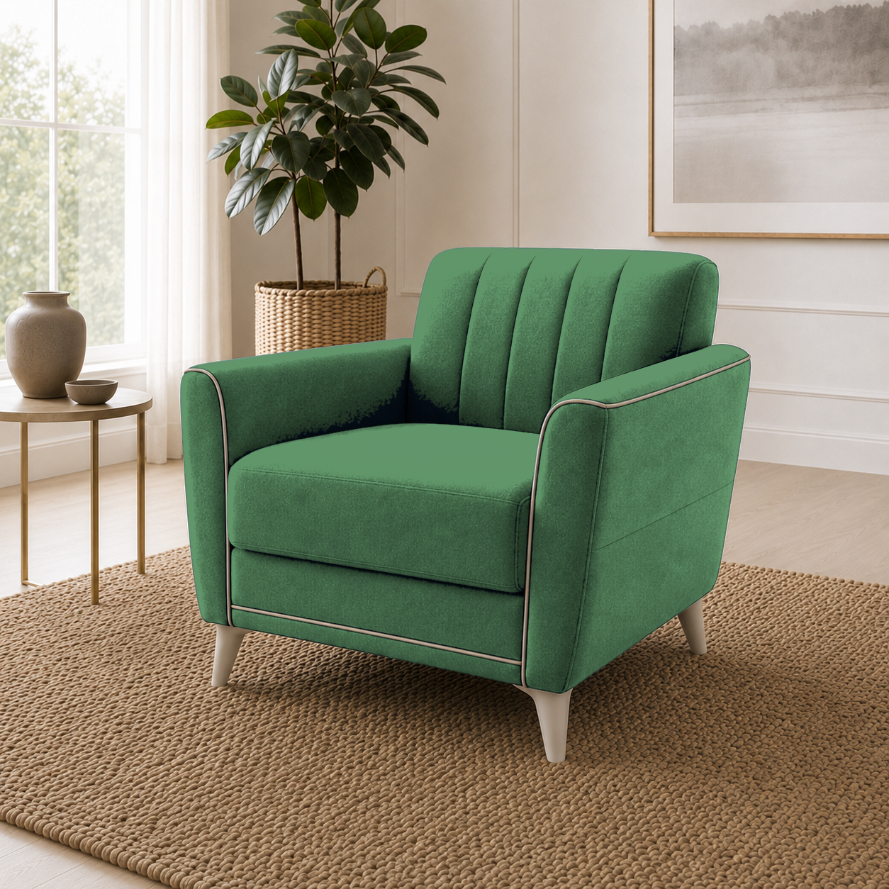 Treat 3+2+1 Sofa Set, 1 seater, green, detail view
