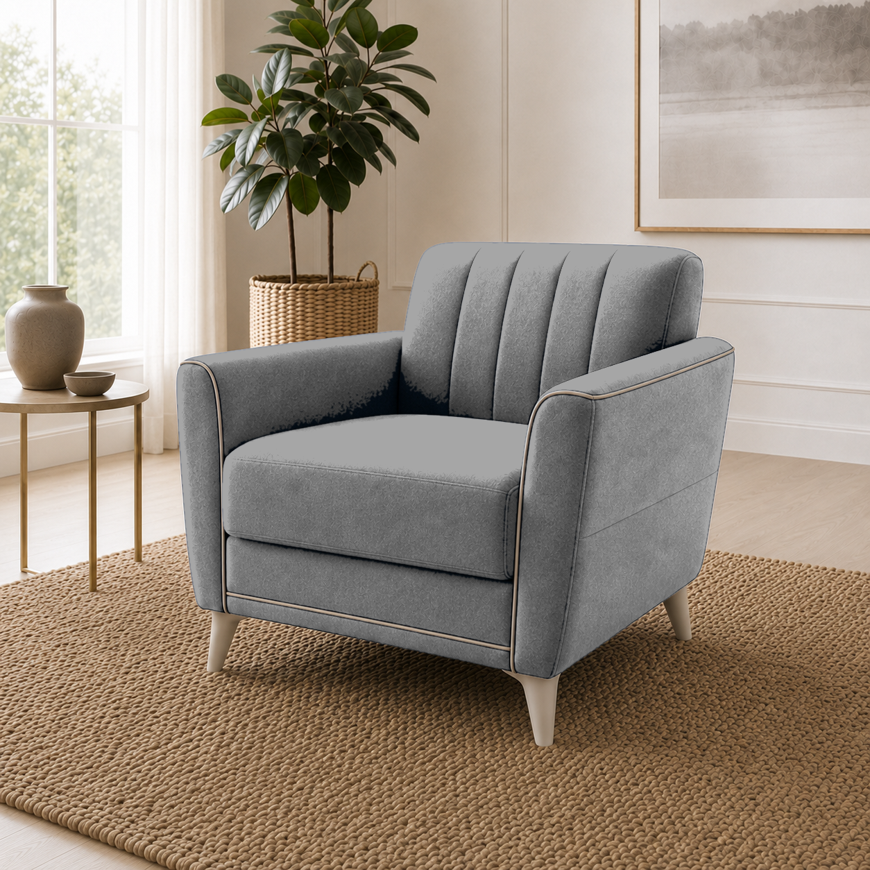 Treat 3+2+1 Sofa Set, 1 seater, grey, detail view