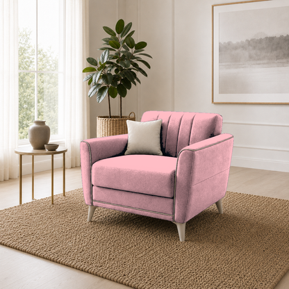 Treat 3+2+1 Sofa Set, 1 seater, pink, room view