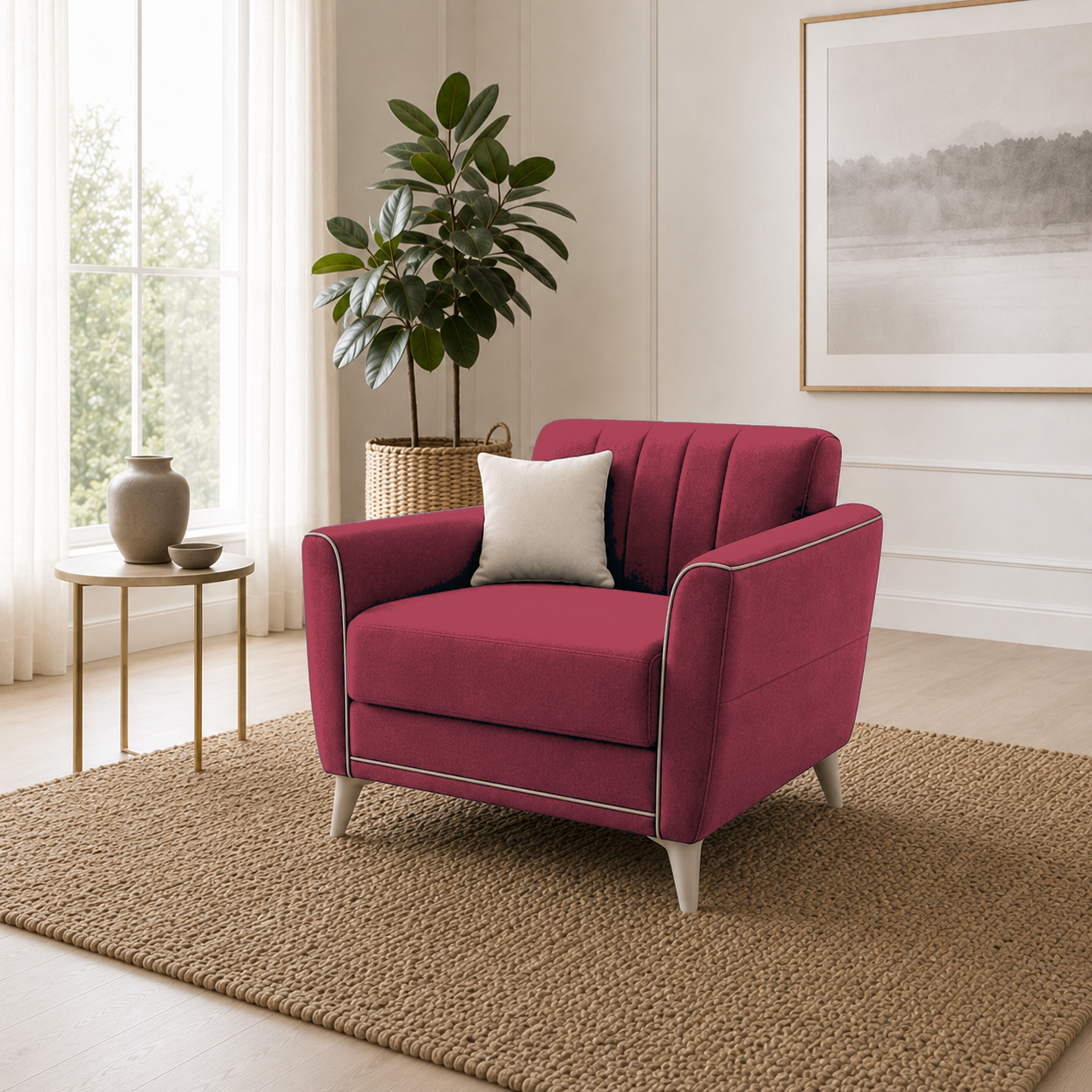 Treat 3+2+1 Sofa Set, 1 seater, red, room view