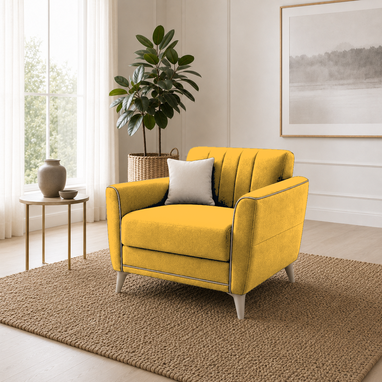 Treat 3+2+1 Sofa Set, 1 seater, yellow, room view
