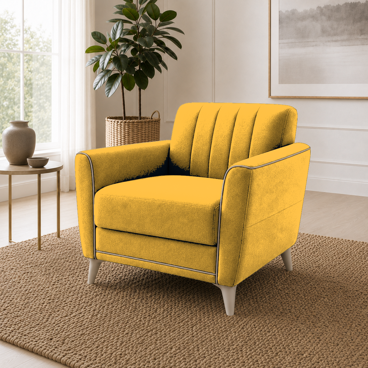 Treat 3+2+1 Sofa Set, 1 seater, yellow, detail view