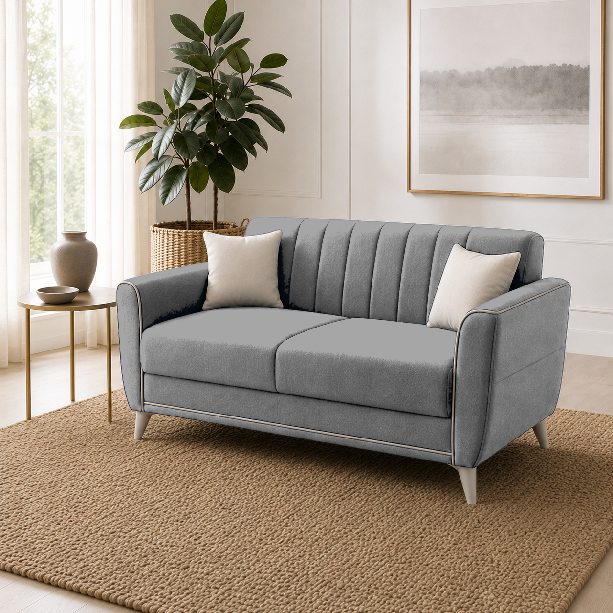 Treat 3+2+1 Sofa Set, 2 seater, grey, room view
