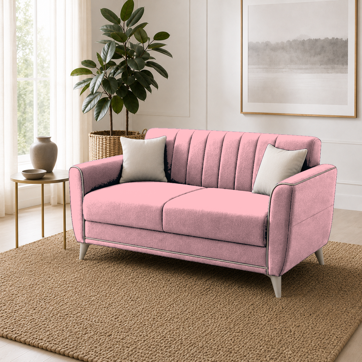 Treat 3+2+1 Sofa Set, 2 seater, pink, room view