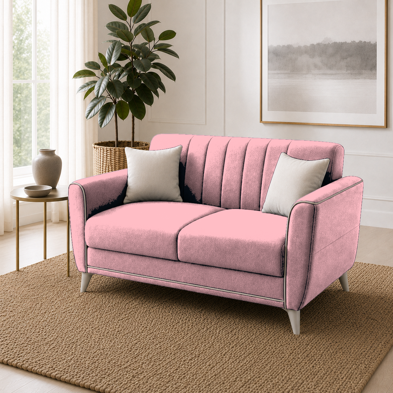 Treat 3+2+1 Sofa Set, 2 seater, pink, detail view