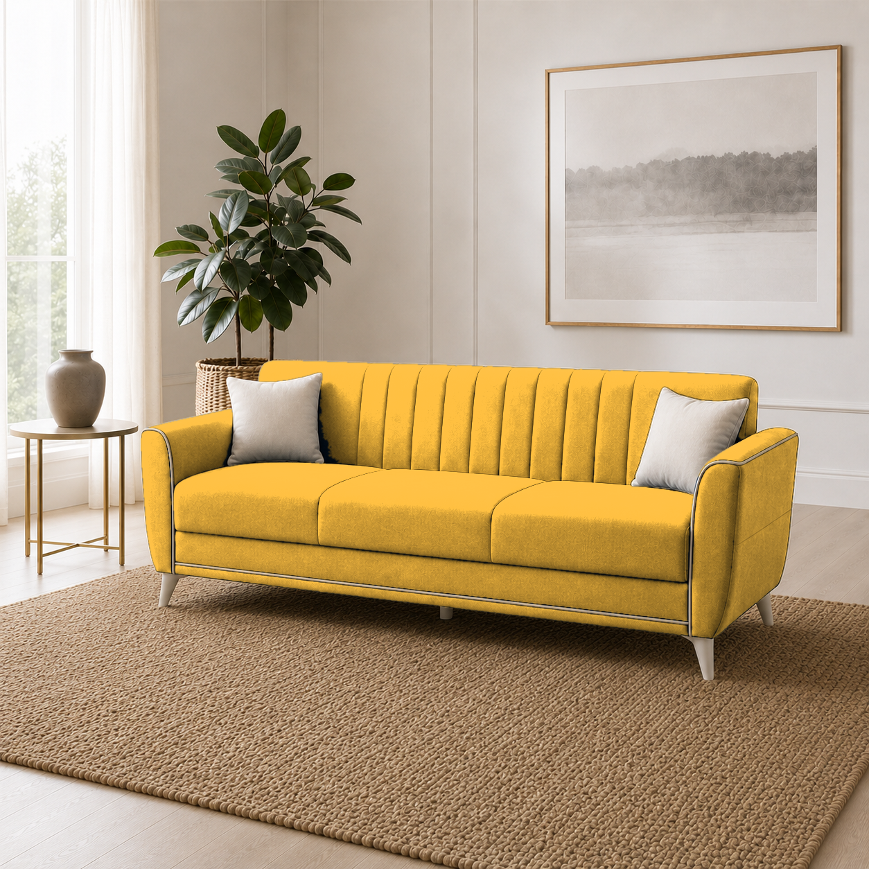 Treat 3+2+1 Sofa Set, 3 seater, yellow, room view