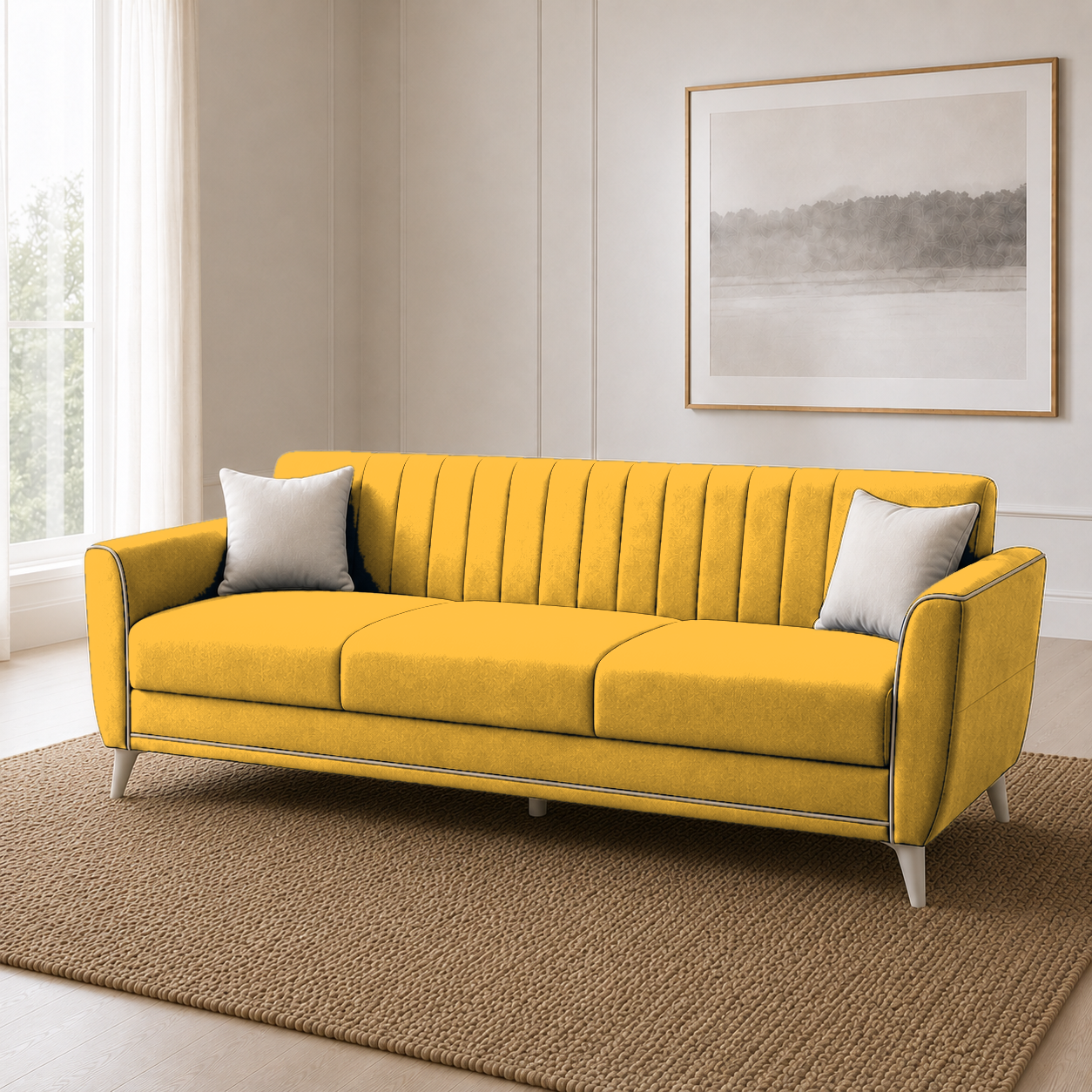 Treat 3+2+1 Sofa Set, 3 seater, yellow, detail view