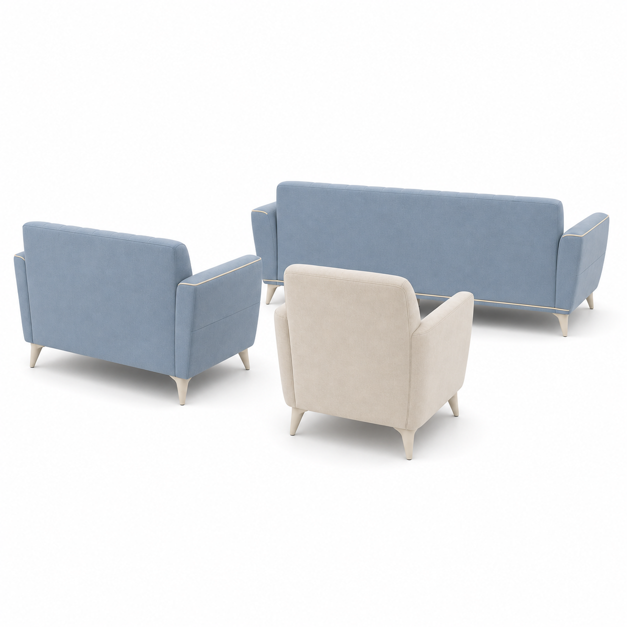 Treat - 3+2+1 Sofa Set, complete 3+2+1 sofa set side studio view