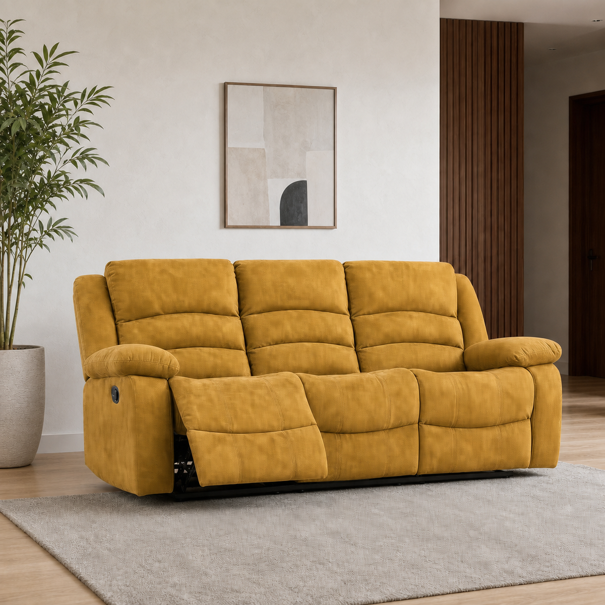 Tundra Recliner 3 seater yellow 01 main