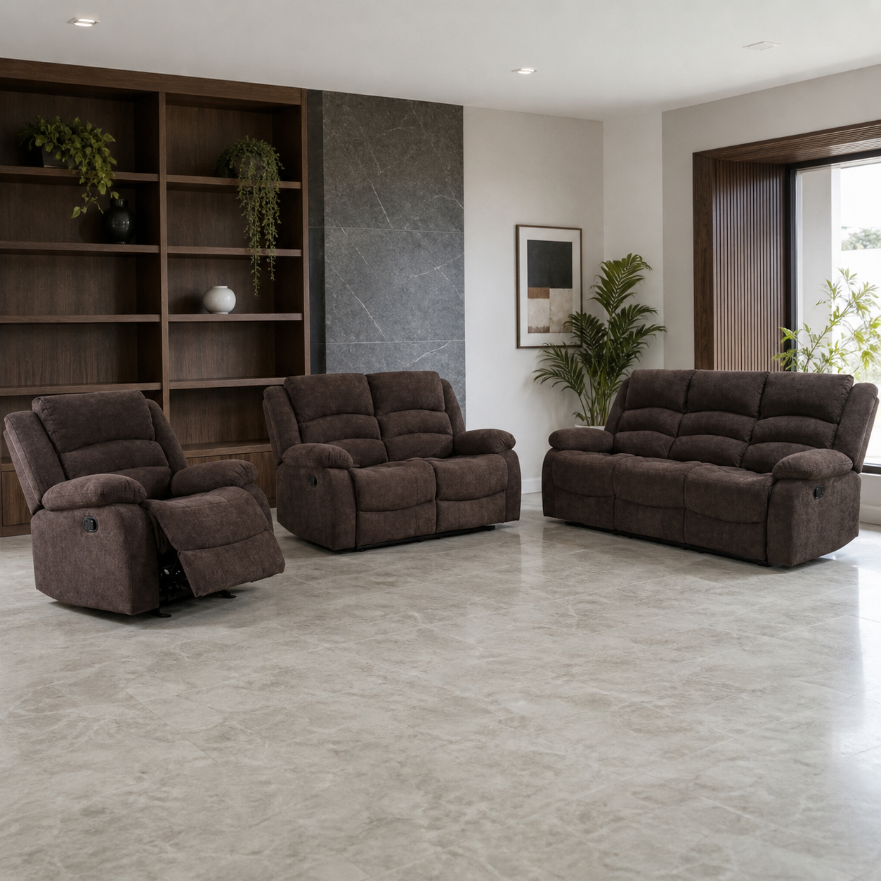 Tundra Recliner complete configuration in an editorial living room