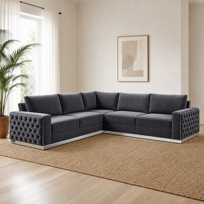 Ultra - L shape sectional sofa in the exact upholstery color shown in the source reference, sectional sofa in a modern living room