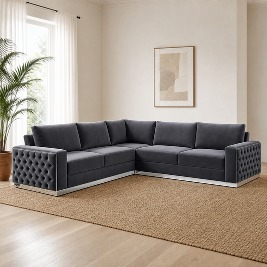 Ultra - L shape sectional sofa in the exact upholstery color shown in the source reference, sectional sofa in a modern living room
