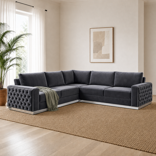 Ultra - L shape sectional sofa sectional sofa styled with a sage-green throw