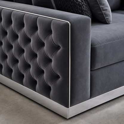 Close-up of the Ultra - L shape sectional sofa's upholstery and construction details