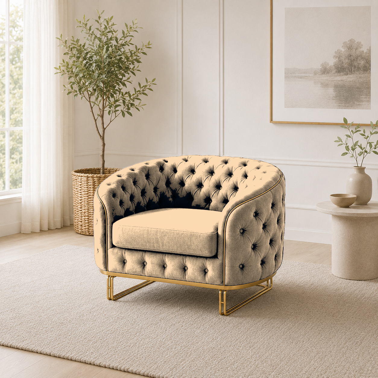 Umber 3+2+1 Sofa Set, 1 seater, beige, room view