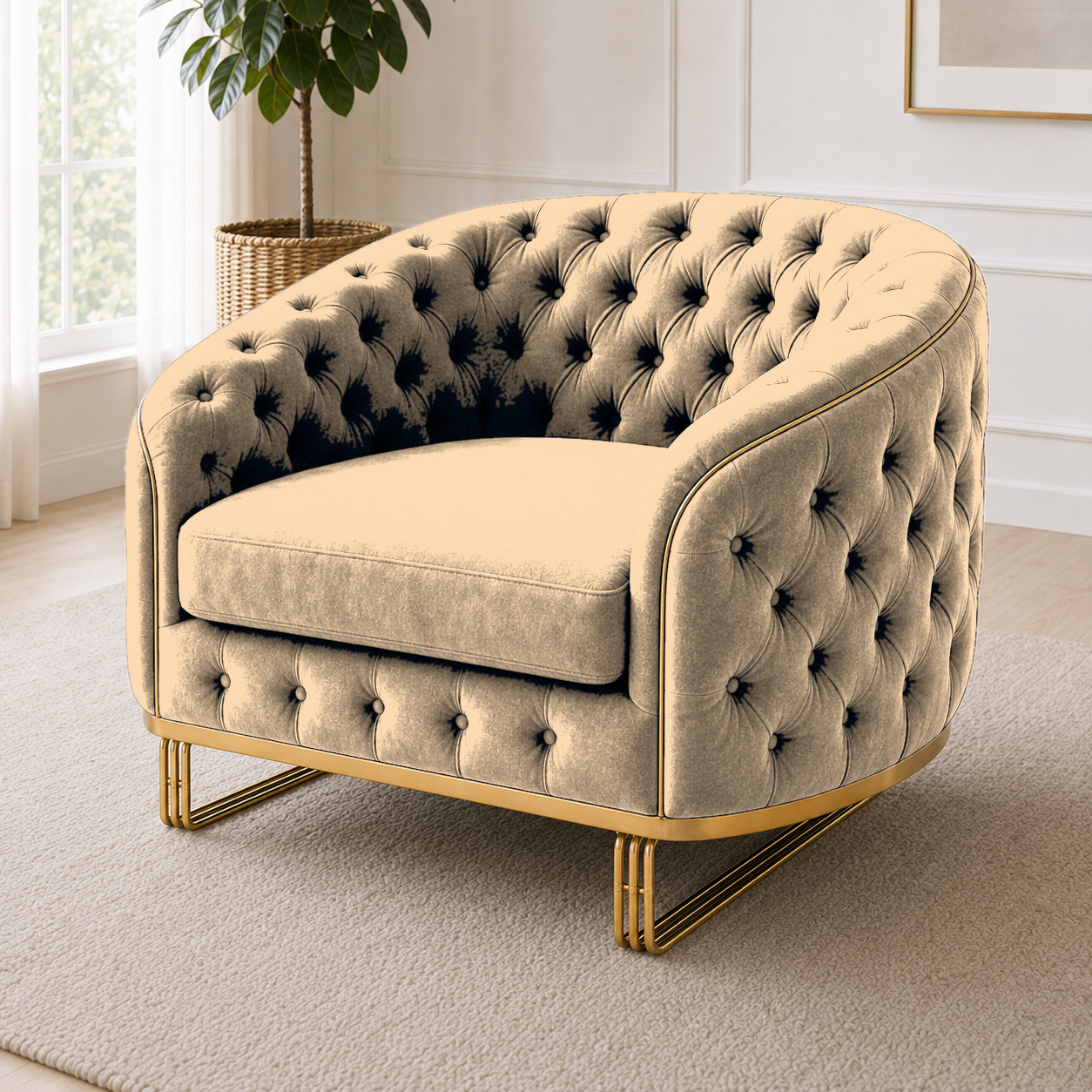 Umber 3+2+1 Sofa Set, 1 seater, beige, detail view