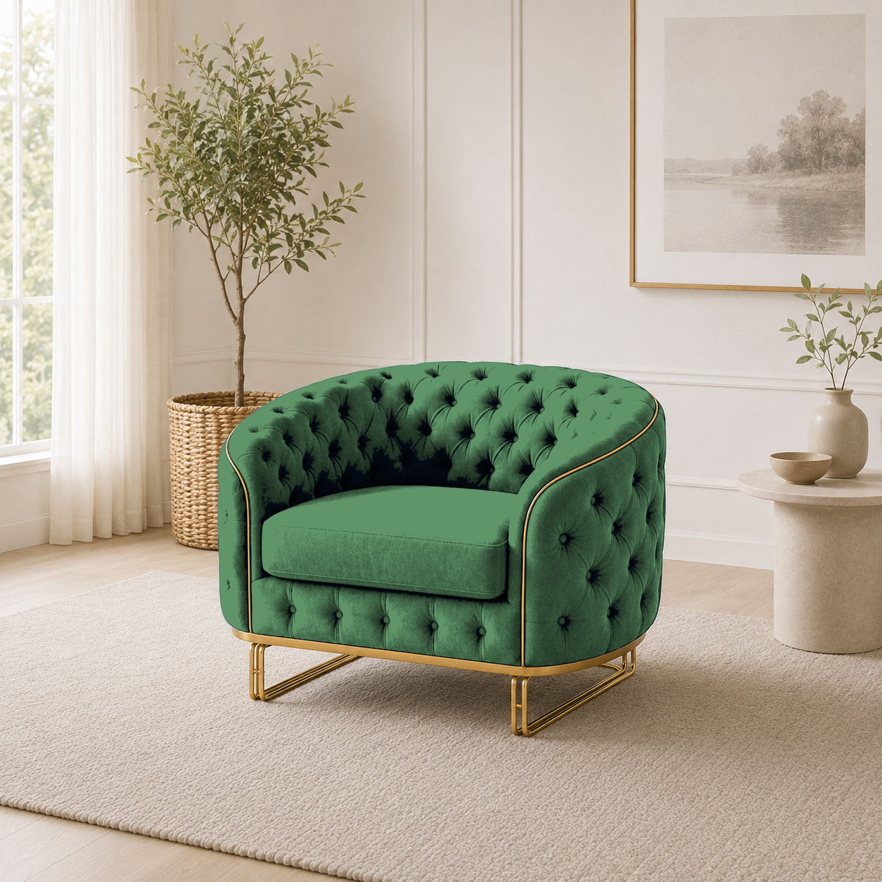 Umber 3+2+1 Sofa Set, 1 seater, green, room view