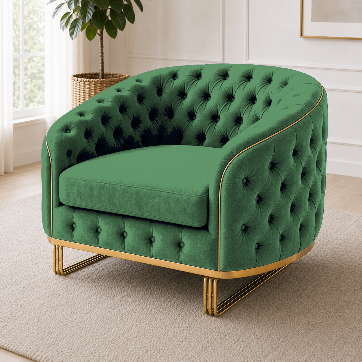 Umber 3+2+1 Sofa Set, 1 seater, green, detail view