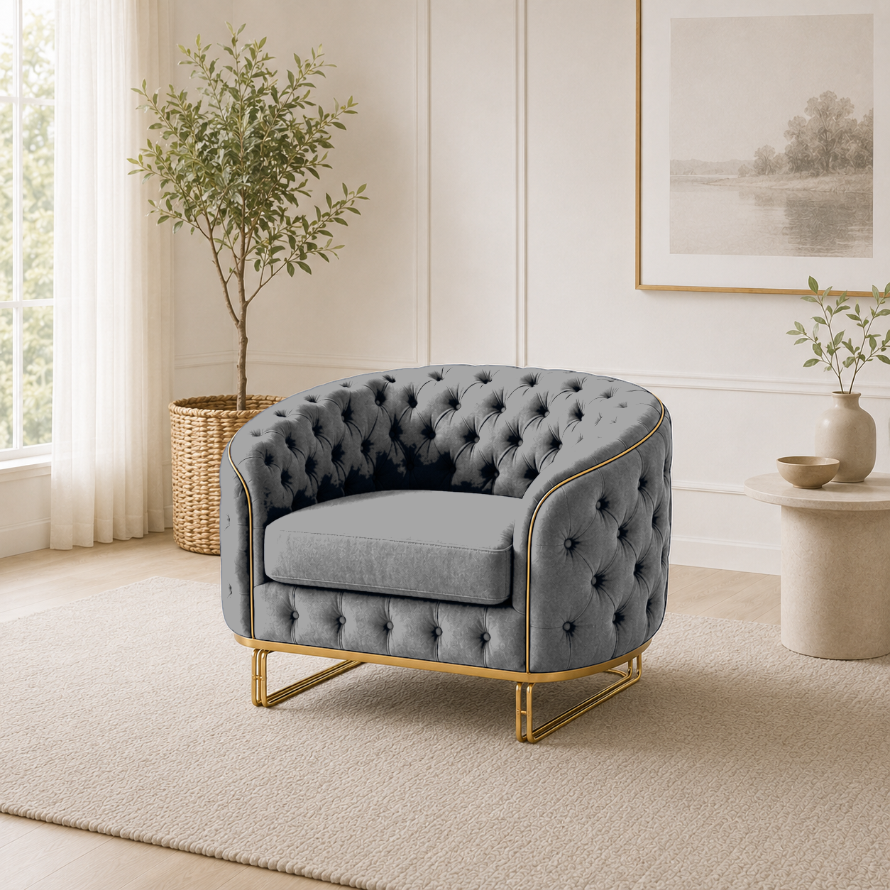 Umber 3+2+1 Sofa Set, 1 seater, grey, room view