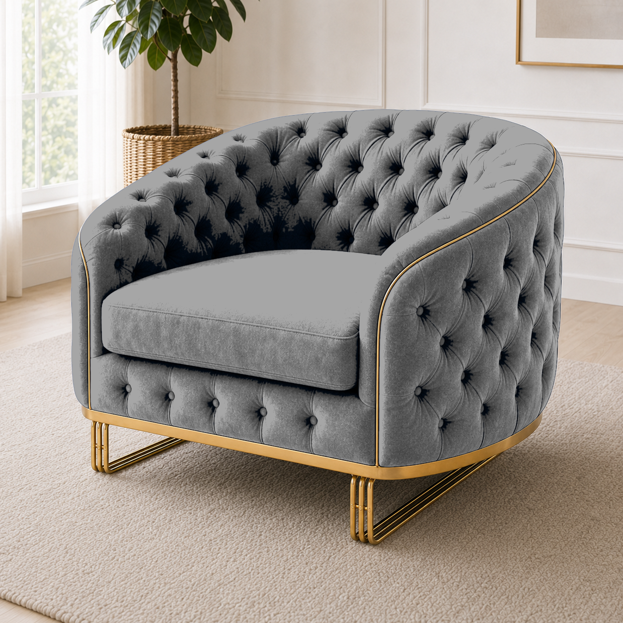 Umber 3+2+1 Sofa Set, 1 seater, grey, detail view