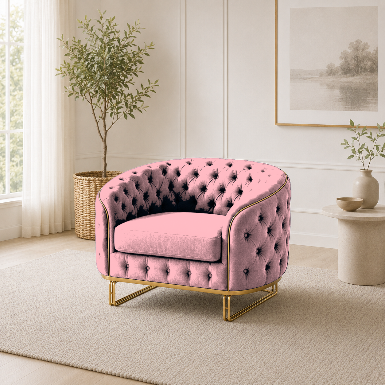 Umber 3+2+1 Sofa Set, 1 seater, pink, room view